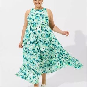 Torrid Maxi Washable Gauze Halter Tiered Dress